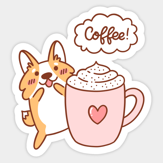 Cute Corgi with Coffee Sticker by Viaire